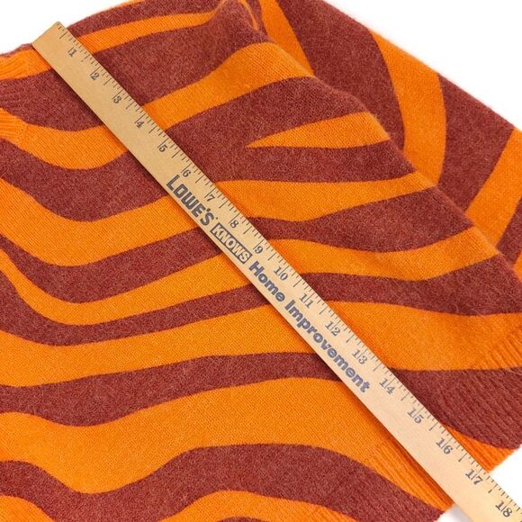 NEW Zara Wool Jacquard Oversized Mock Crop Sweater Orange Animal Swirl Small y2k - Picture 3 of 7